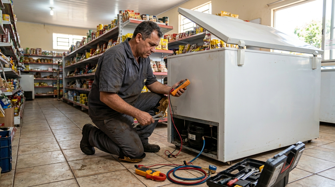 Substituição de termostato de freezer em visita técnica na Zona Sul‑SP